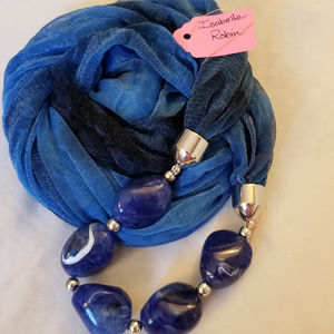 SALE Infinity Scarf Blue Acrylic "Stones"